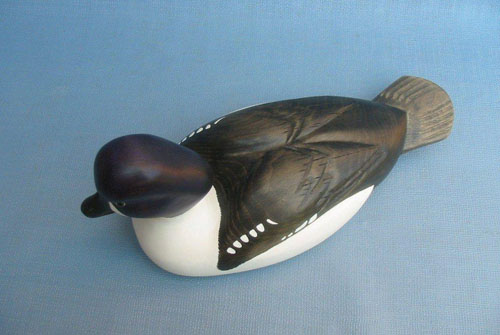 Wood Carving - Handcarved Classic Barrow's Goldeneye Drake Decoy